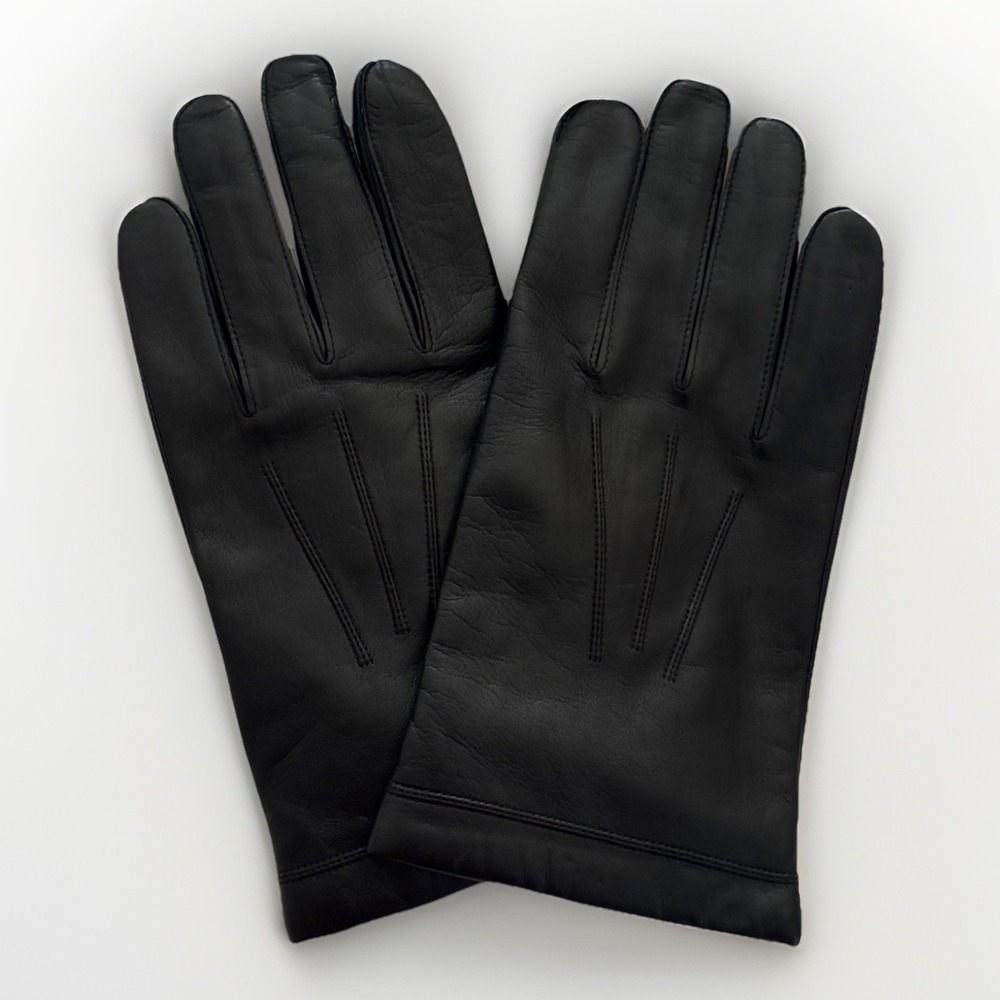 Fownes Mens Black Genuine Leather Gloves XL 100% Cashmere Lining WPL9522